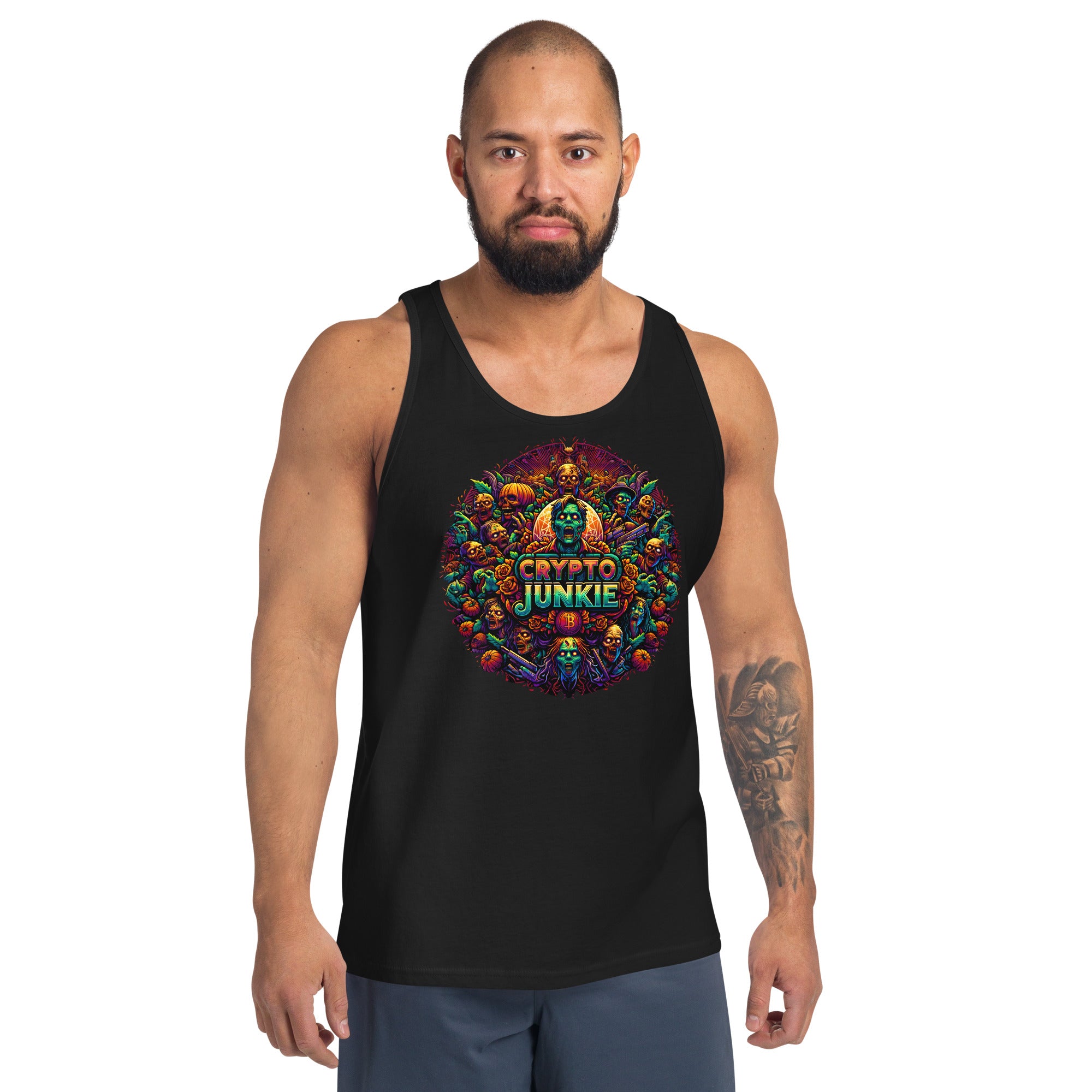 Crypto Junkie Bitcoin Selling Zombie Horde Men's Tank Top Shirt