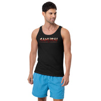 Samurai Warrior design on men's tank top, front view