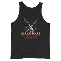 Splash Katana Swords design on men's tank top, front view