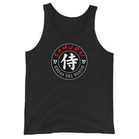 Samurai Honor Kanji 侍 design on men's tank top, front view
