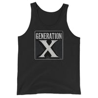 Generation X design on men's tank top, front view