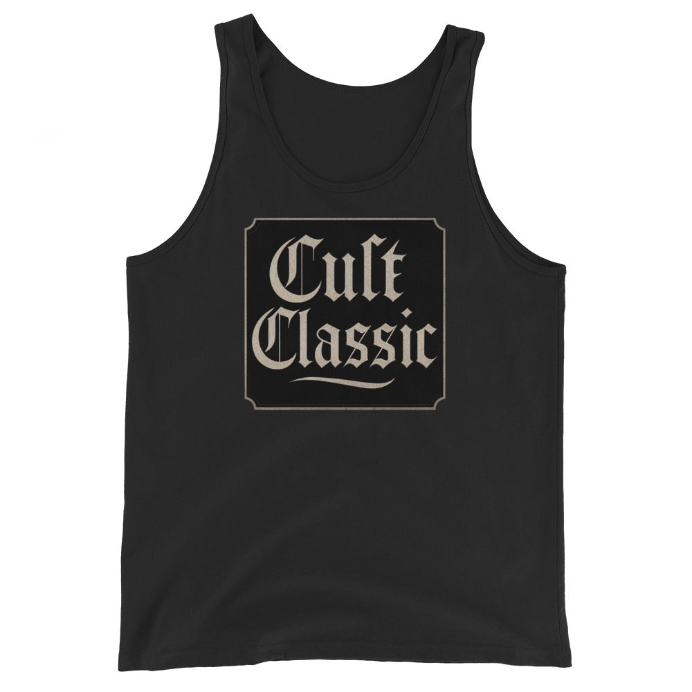 Cult Classic design on men's tank top, front view