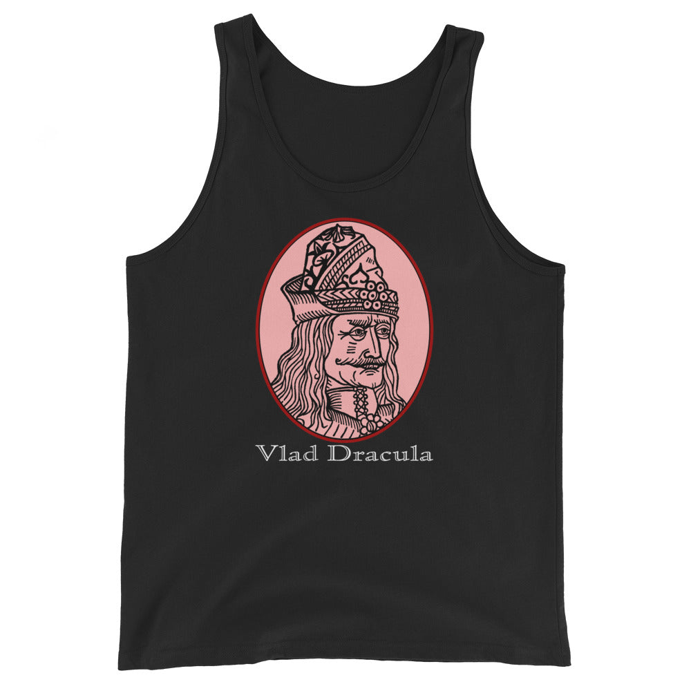 Vlad the Impaler design on men's tank top, front view