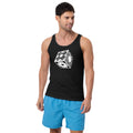 Lament Configuration design on men's tank top, front view