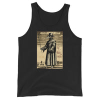 Plague Doctor 1334 design on men's tank top, front view