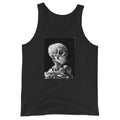 Skeleton Smoking Van Gogh design on men's tank top, front view