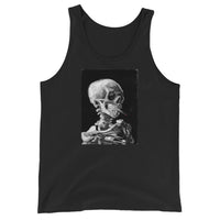Skeleton Smoking Van Gogh design on men's tank top, front view