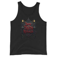 Dark Truth Revealed design on men's tank top, front view