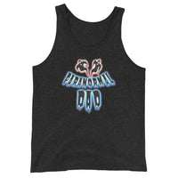 Paranormal Ghost Dad design on men's tank top, front view