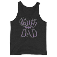Purple Goth Dad Bat design on men's tank top, front view