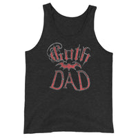 Red Goth Dad Bat design on men's tank top, front view