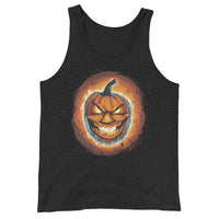 Fire Jack O' Lantern design on men's tank top, front view