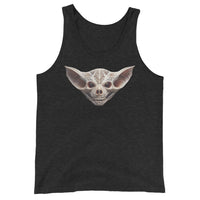 Grinning Bat Skull design on men's tank top, front view