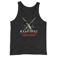 Splash Katana Swords design on men's tank top, front view