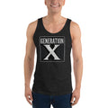 Generation X design on men's tank top, front view