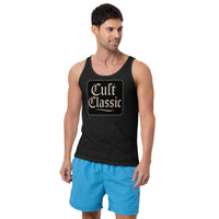 Cult Classic design on men's tank top, front view