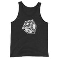 Lament Configuration design on men's tank top, front view