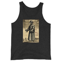 Plague Doctor 1334 design on men's tank top, front view