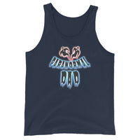 Paranormal Ghost Dad design on men's tank top, front view