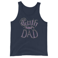 Purple Goth Dad Bat design on men's tank top, front view