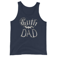 White Goth Dad Bat design on men's tank top, front view