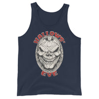 Grinning Skull Pumpkin design on men's tank top, front view