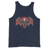 Blood Moon Vampire Bat design on men's tank top, front view