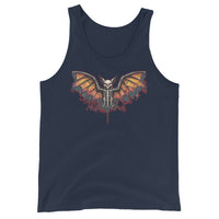 Vampire Bat Skeleton design on men's tank top, front view