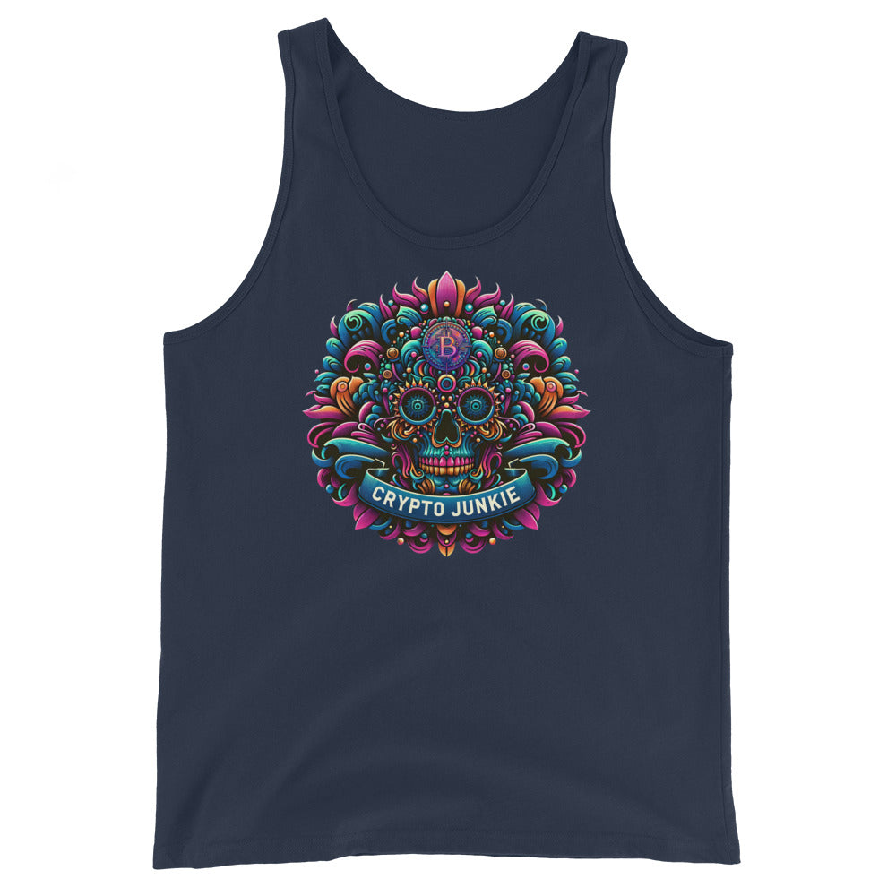 Crypto Junkie Mexican Sugar Skull Bitcoin Digital Asset Men's Tank Top Shirt