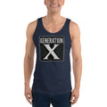 Generation X design on men's tank top, front view