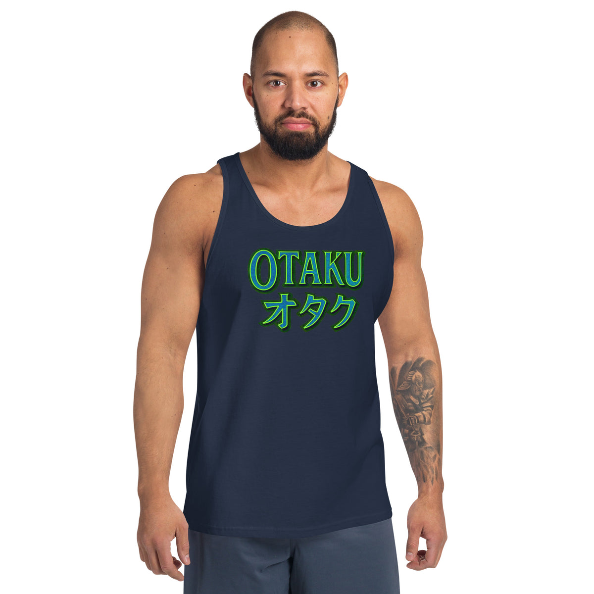 Otaku オタク Japanese Culture design on men's tank top, front view
