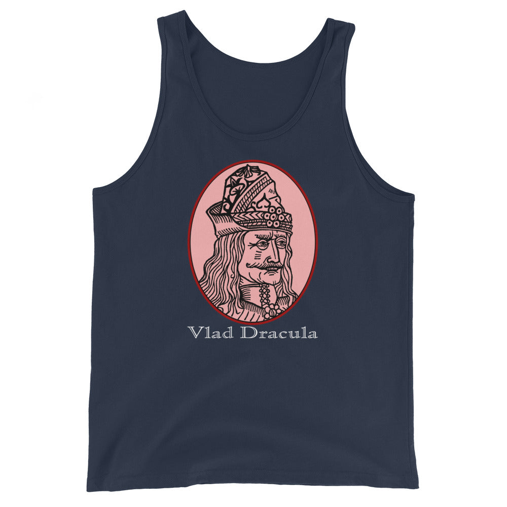 Vlad the Impaler design on men's tank top, front view