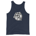 Lament Configuration design on men's tank top, front view