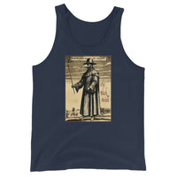 Plague Doctor 1334 design on men's tank top, front view
