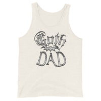 White Goth Dad Bat design on men's tank top, front view
