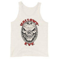 Grinning Skull Pumpkin design on men's tank top, front view