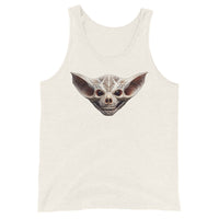 Grinning Bat Skull design on men's tank top, front view