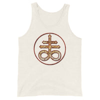 Leviathan Cross design on men's tank top, front view