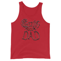Red Goth Dad Bat design on men's tank top, front view