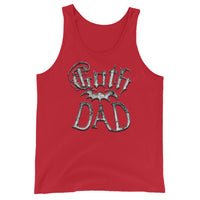 White Goth Dad Bat design on men's tank top, front view