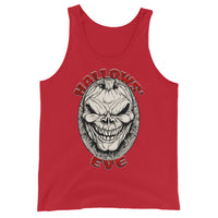 Grinning Skull Pumpkin design on men's tank top, front view