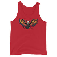 Vampire Bat Skeleton design on men's tank top, front view