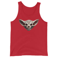 Grinning Bat Skull design on men's tank top, front view