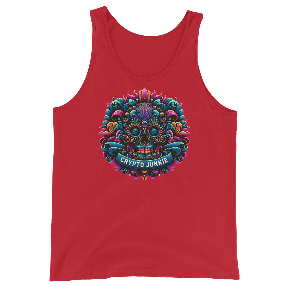 Crypto Junkie Mexican Sugar Skull Bitcoin Digital Asset Men's Tank Top Shirt