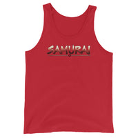 Samurai Warrior design on men's tank top, front view