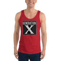 Generation X design on men's tank top, front view