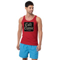Cult Classic design on men's tank top, front view