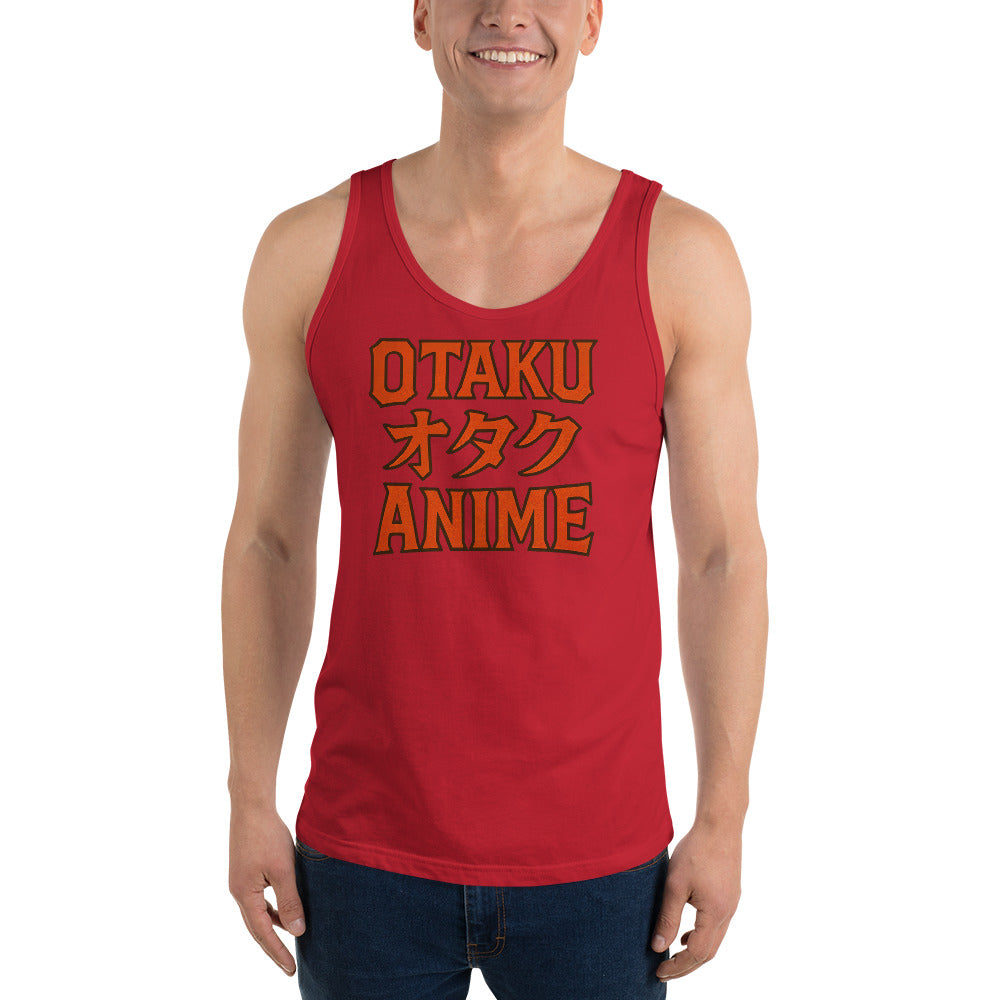 Otaku オタク Anime design on men's tank top, front view