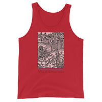 Feast of the Impaler design on men's tank top, front view