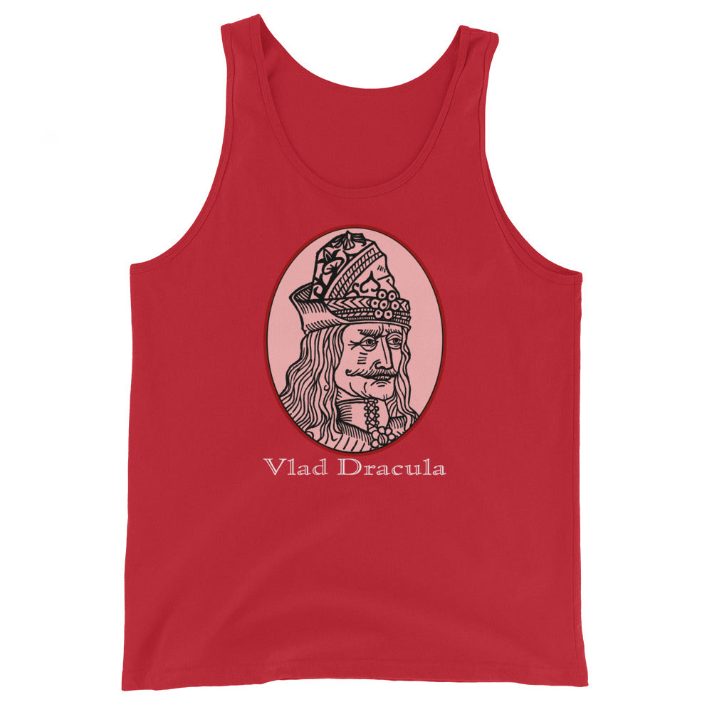 Vlad the Impaler design on men's tank top, front view
